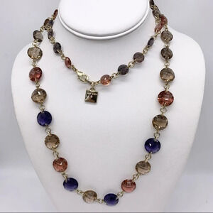 Anne Klein Vintage Faceted Crystal Jewel-Tone Station Necklace